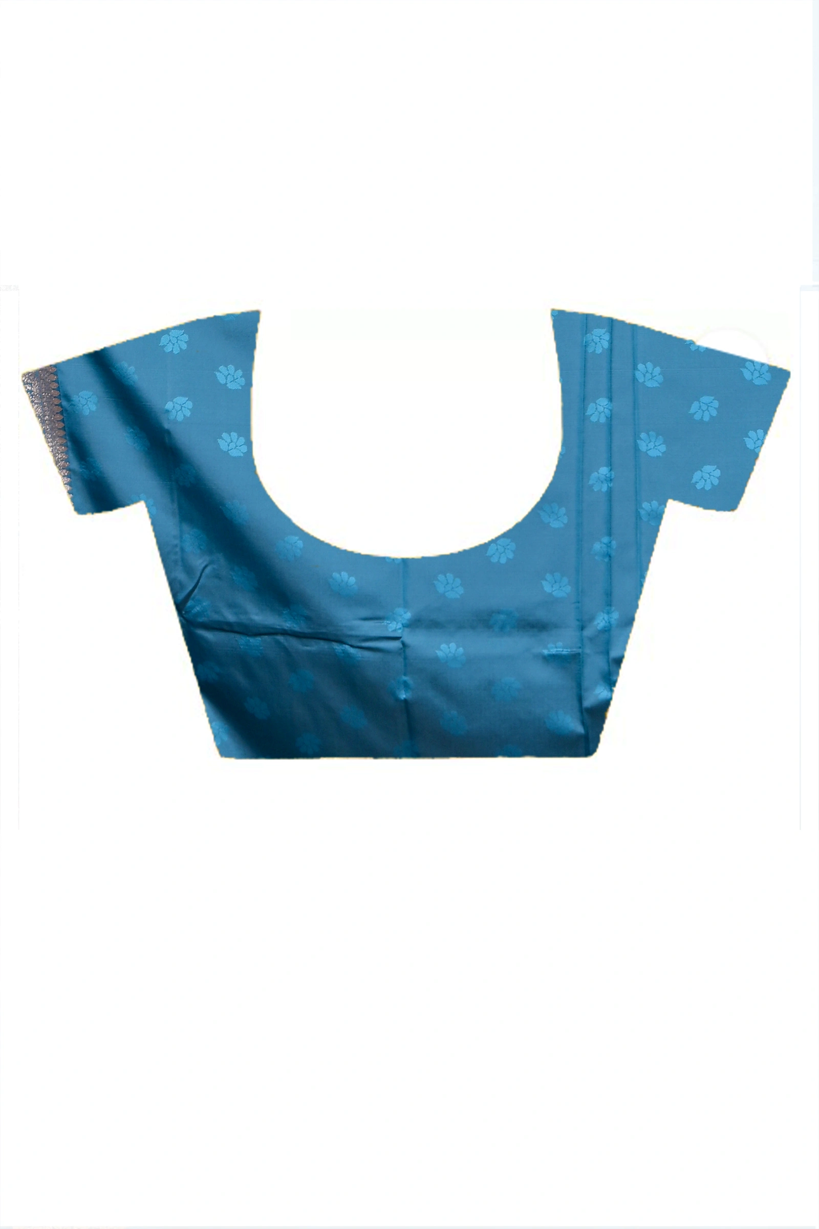 Turquoise Blue Cotton Silk Parova Tanchui Saree (513)